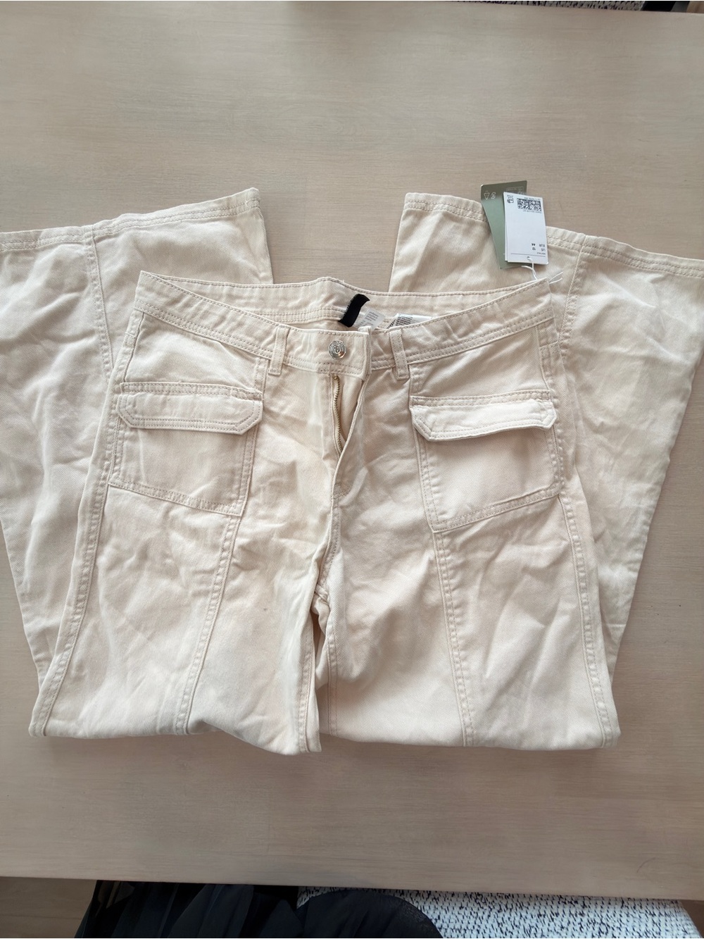 H&M Cream Cargo Pants with Flap Pockets